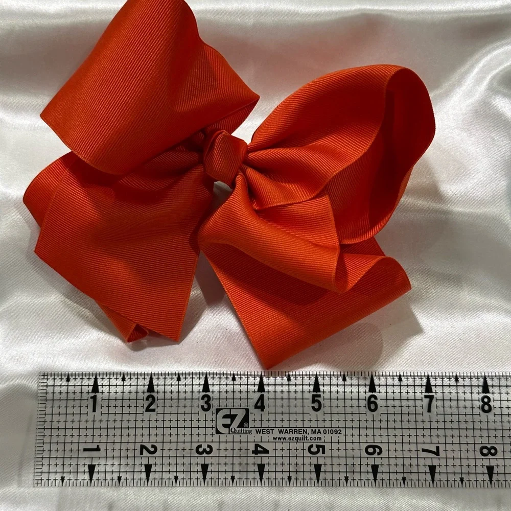 Kids Orange XLarge Hair Bow - Classic Grosgrain Bow- bundle & save on shipping